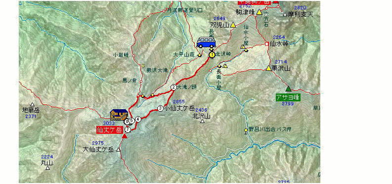 仙丈ヶ岳map